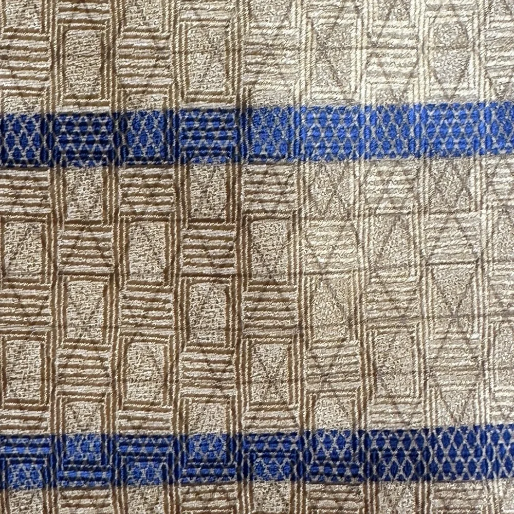 Esquire 100% Silk Gold Blue Striped Necktie Made in Korea Vintage 58x3.75in